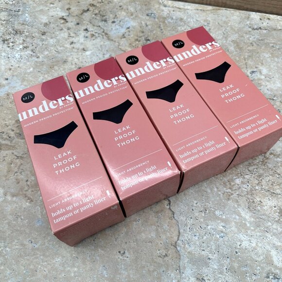 Lot O 4 Unders By Proof Period Thongs Womens Size M/L Black Light Absorbency - Picture 11 of 11